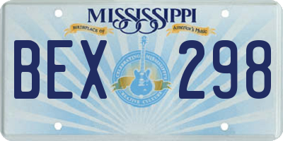 MS license plate BEX298