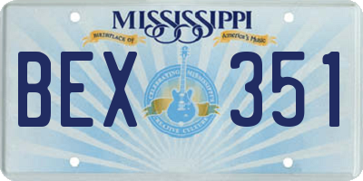 MS license plate BEX351