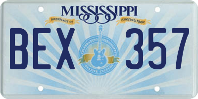 MS license plate BEX357