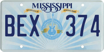 MS license plate BEX374