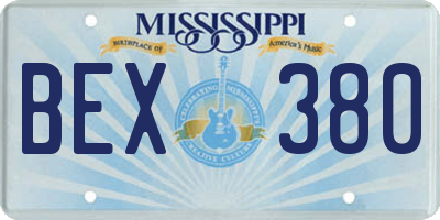 MS license plate BEX380