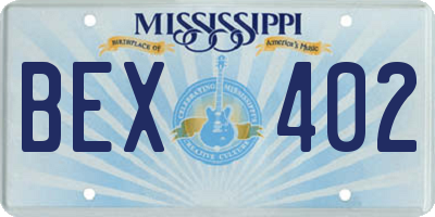 MS license plate BEX402