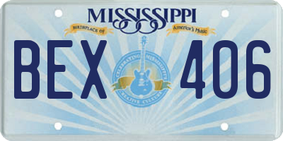MS license plate BEX406