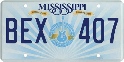 MS license plate BEX407