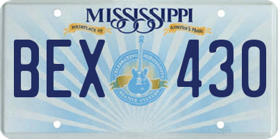 MS license plate BEX430