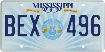 MS license plate BEX496