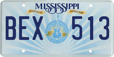 MS license plate BEX513