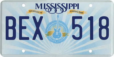 MS license plate BEX518