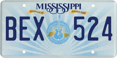 MS license plate BEX524
