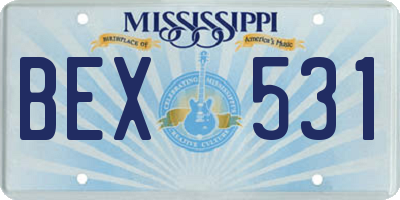 MS license plate BEX531