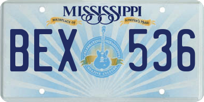 MS license plate BEX536