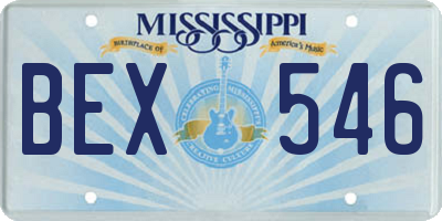 MS license plate BEX546