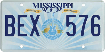 MS license plate BEX576