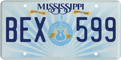 MS license plate BEX599