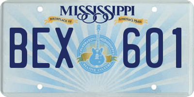 MS license plate BEX601