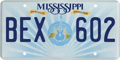 MS license plate BEX602