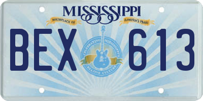 MS license plate BEX613
