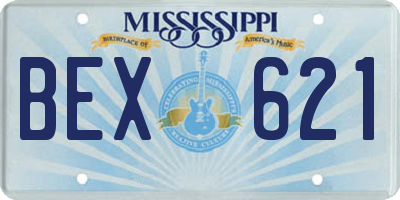 MS license plate BEX621