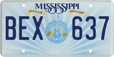 MS license plate BEX637