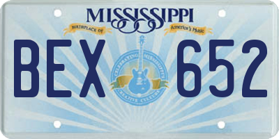MS license plate BEX652