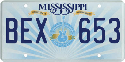 MS license plate BEX653