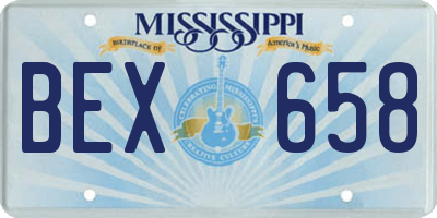 MS license plate BEX658