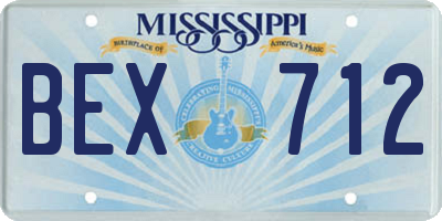MS license plate BEX712