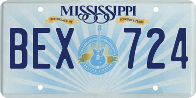 MS license plate BEX724