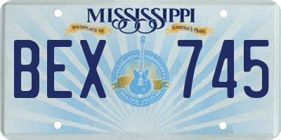 MS license plate BEX745