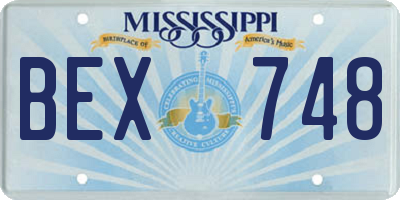 MS license plate BEX748