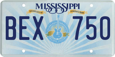 MS license plate BEX750