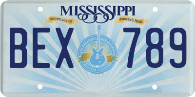 MS license plate BEX789