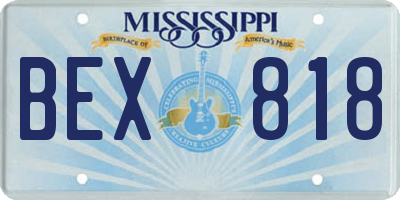 MS license plate BEX818