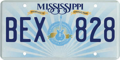 MS license plate BEX828