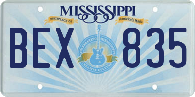 MS license plate BEX835