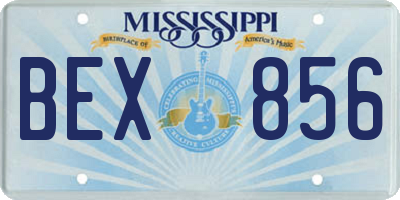 MS license plate BEX856