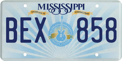MS license plate BEX858