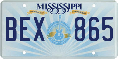 MS license plate BEX865