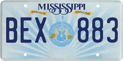 MS license plate BEX883