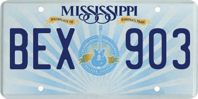 MS license plate BEX903