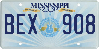 MS license plate BEX908