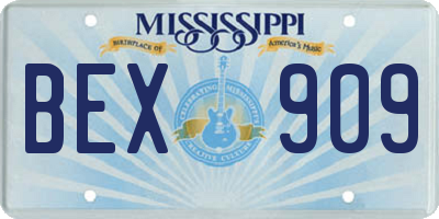 MS license plate BEX909