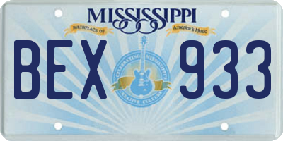 MS license plate BEX933