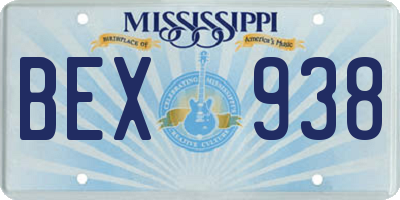 MS license plate BEX938