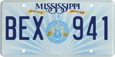 MS license plate BEX941