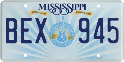 MS license plate BEX945