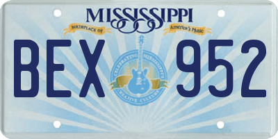 MS license plate BEX952