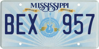 MS license plate BEX957