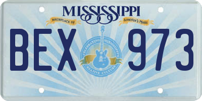 MS license plate BEX973