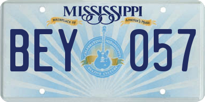 MS license plate BEY057
